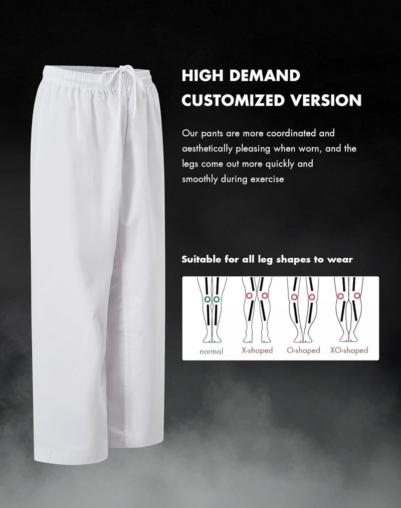 VKT Adult Kids Karate Pants Taekwondo Uniform White Gi Martial Arts Elastic Waist Trousers for Training or Competition - Image 5